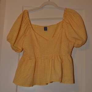 Yellow Gingham Blouse Size L